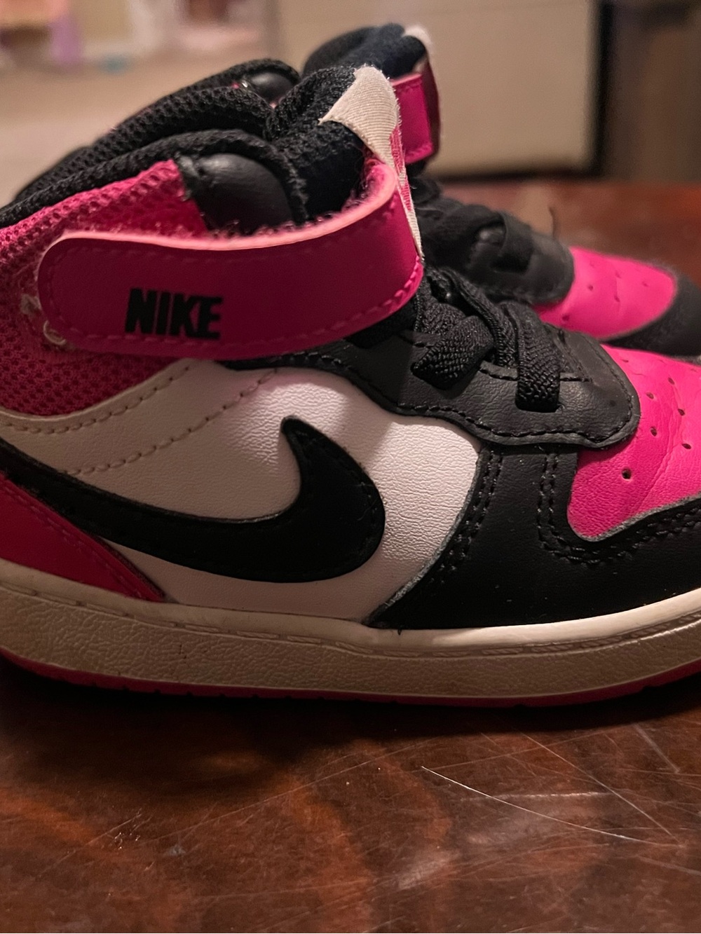Nike Kids Pink, Black & White High-Top Sneakers